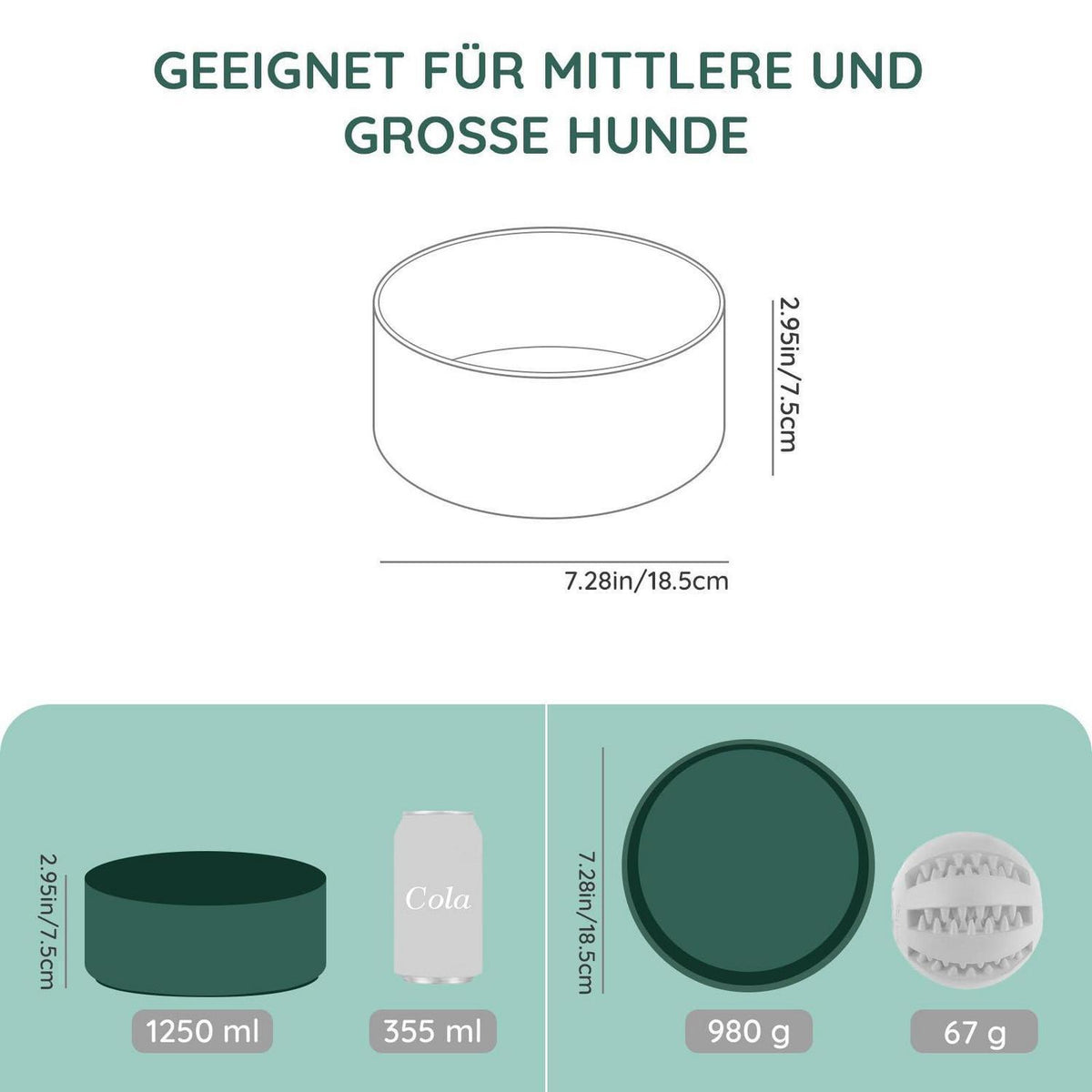 Keramik Hundenapf 1250ml Grün – Stabil & Leicht zu Reinigen