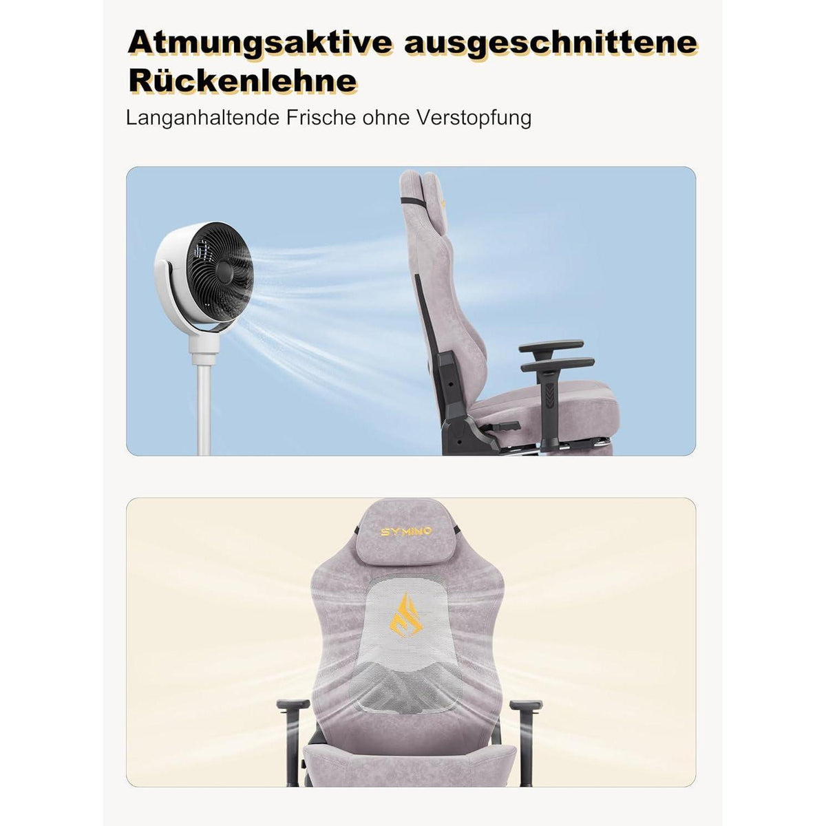 Gaming Stuhl Rosa mit 3D-Lendenwirbelstütze in Lederoptik