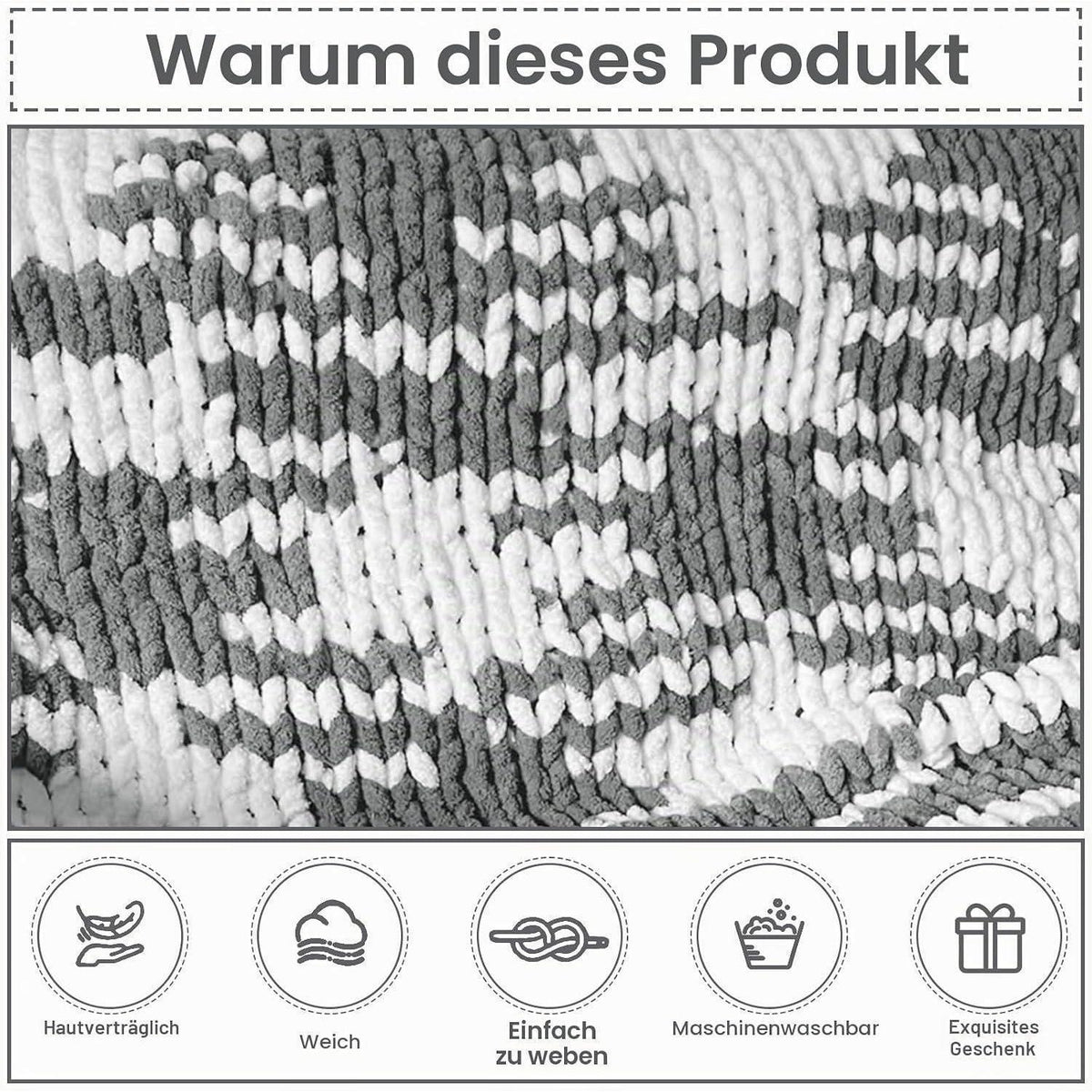 Chunky Wolle 2er Set - Nebelweiß | Dickes Garn zum Häkeln & Stricken