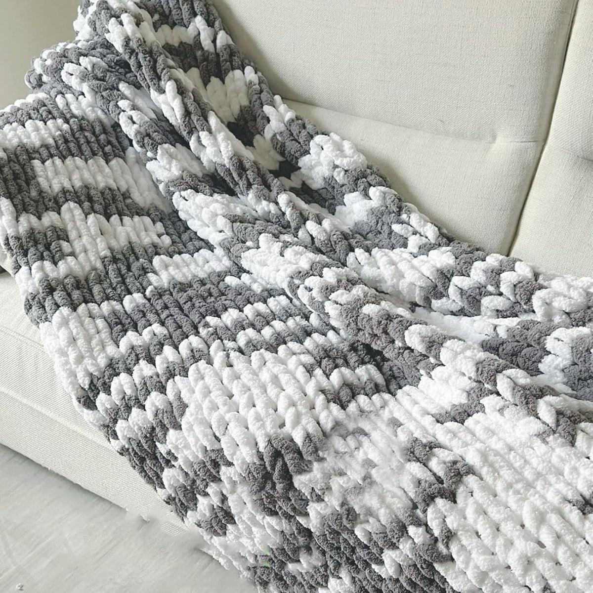 Chunky Wolle 2er Set - Nebelweiß | Dickes Garn zum Häkeln & Stricken