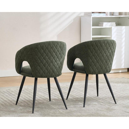 Esszimmerstühle 2er Set, Grün | Polsterstühle mit Metallbeinen