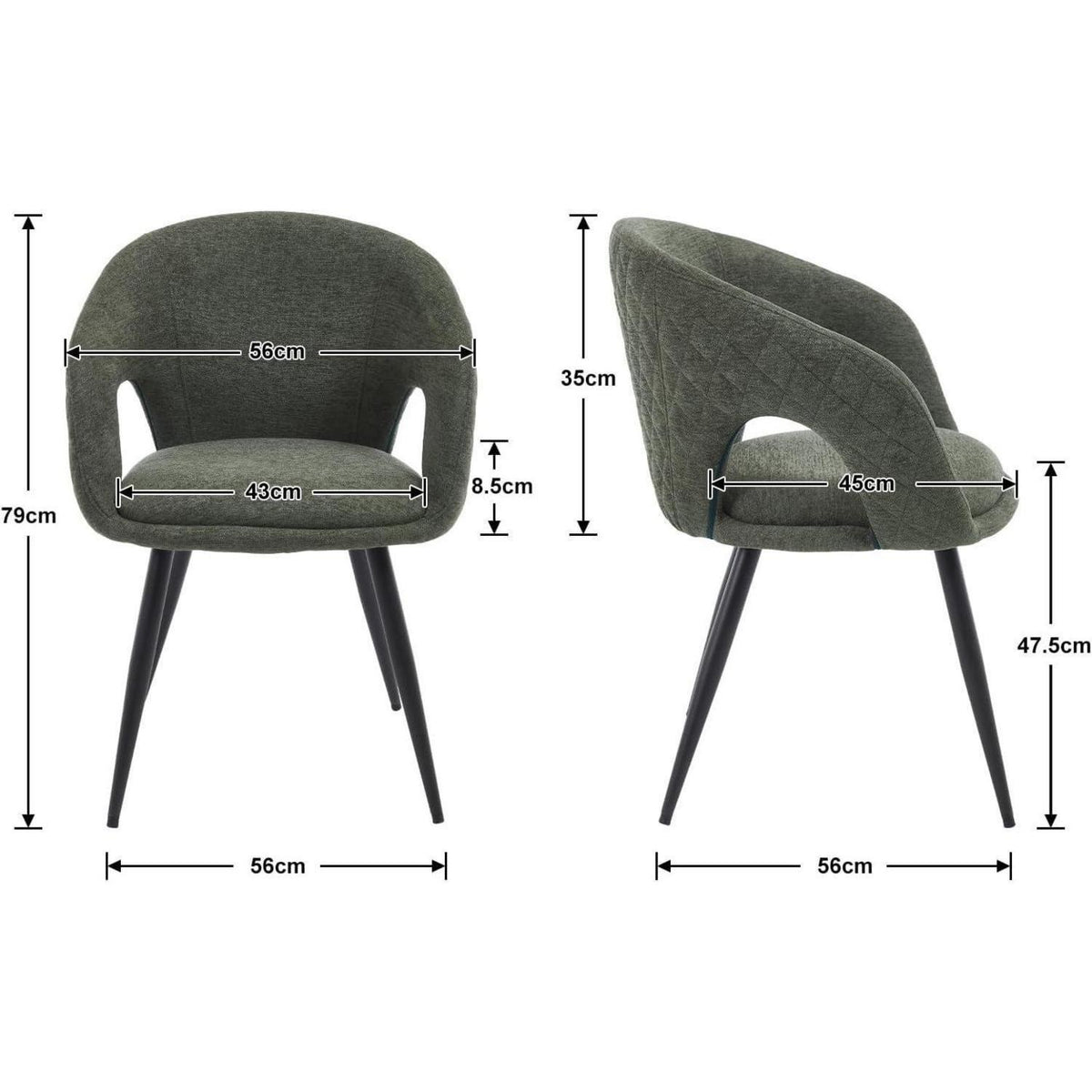 Esszimmerstühle Set 4 Grün – Polsterstühle mit Metallbeinen