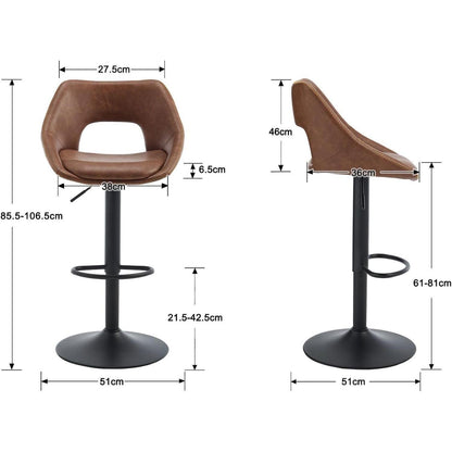 Barhocker Set 2er – Höhenverstellbar & Drehbar, Braun-Schwarz