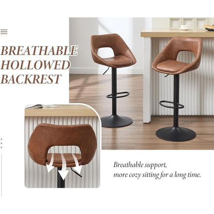 Barhocker Set 2er – Höhenverstellbar & Drehbar, Braun-Schwarz