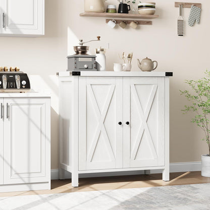 Weißes Sideboard mit 2 Türen & Fächern – 76x40x80cm