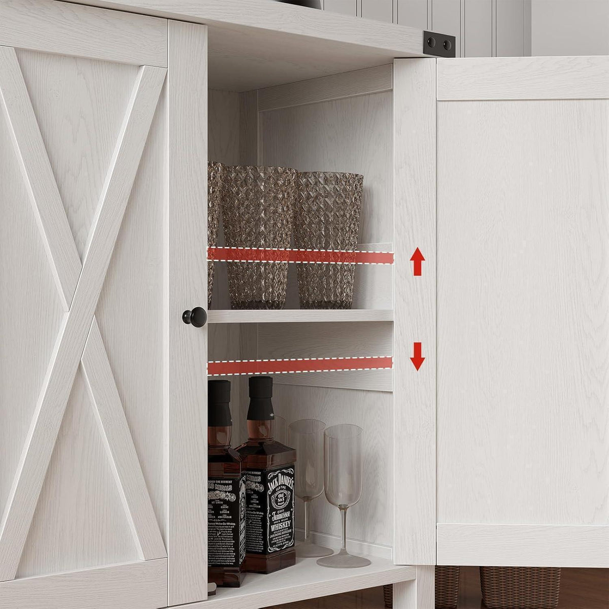 Weißes Sideboard mit 2 Türen & Fächern – 76x40x80cm