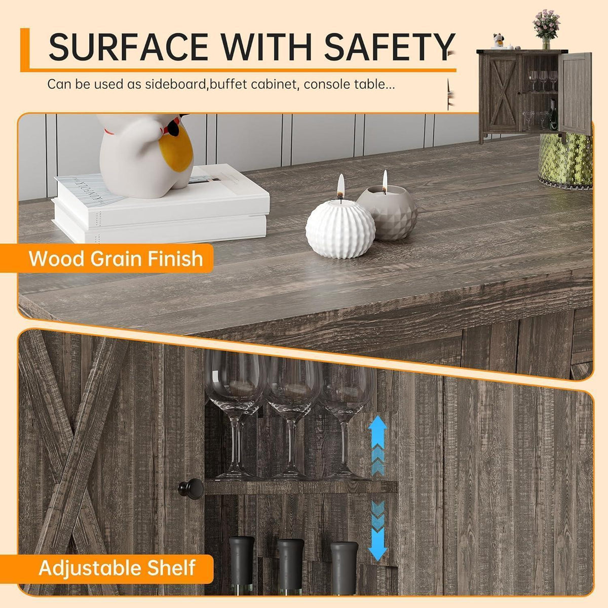 Sideboard Eiche | 2 Fächer, 2 Türen | Anrichte & Beistellschrank