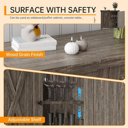 Sideboard Eiche | 2 Fächer, 2 Türen | Anrichte & Beistellschrank