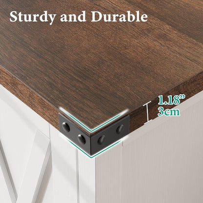 Sideboard mit 2 Fächern & 2 Türen – Weiß+Braun, 76x40x80cm