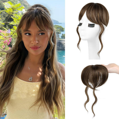 Clip-in Ponyfransen Dunkelbraun mit Blond - 30cm