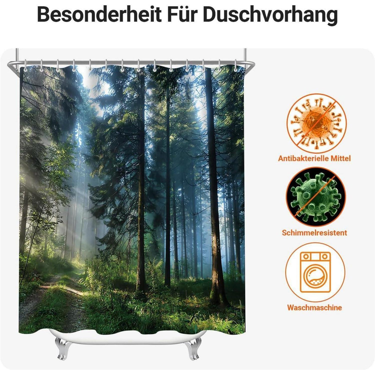 Duschvorhang Wald Dschungel 100x200 cm mit Ösen