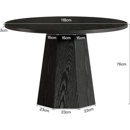 Runder Esstisch Schwarz 118cm – Esszimmertisch für 4 Personen