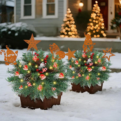 3er Set Rost Wichtel Gartenstecker Weihnachtsdeko Outdoor Metall