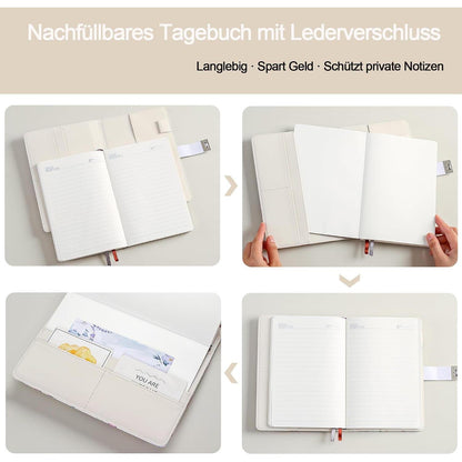 Tagebuch mit Zahlenschloss – A5, linierte Seiten in Lederoptik