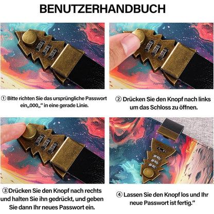 Tagebuch mit Zahlenschloss – A5, linierte Seiten in Lederoptik