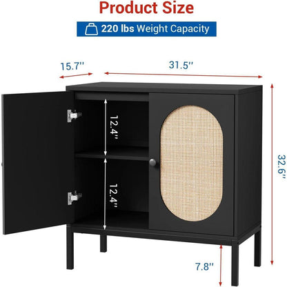 Sideboard mit Rattan Türen – Schrank 80x40x82 cm