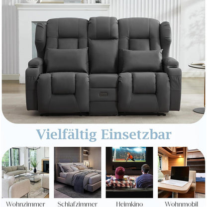 2-Sitzer Relaxsessel mit Liegefunktion & Kinosofa Grau