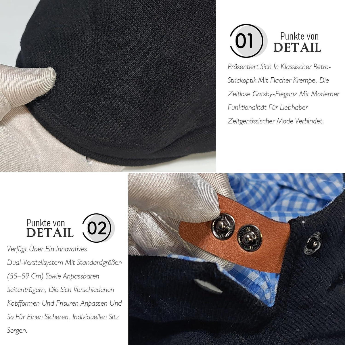 Herren Baskenmütze Newsboy Cap Schwarz Frühling Herbst