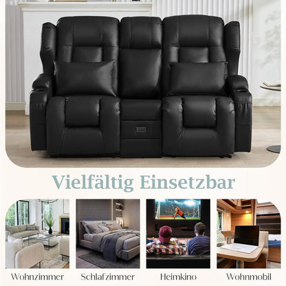 2-Sitzer Relaxsessel mit Liegefunktion & Kinosessel Schwarz
