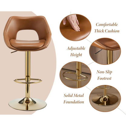 Barhocker Set 4er – Höhenverstellbar & Drehbar Braun-Gold
