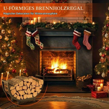 Brennholzregal U-Form Metall – Kaminholzhalter für Innen & Aussen