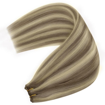 Echthaar Tressen Hellbraun 50cm – Remy Weaving Haarextension