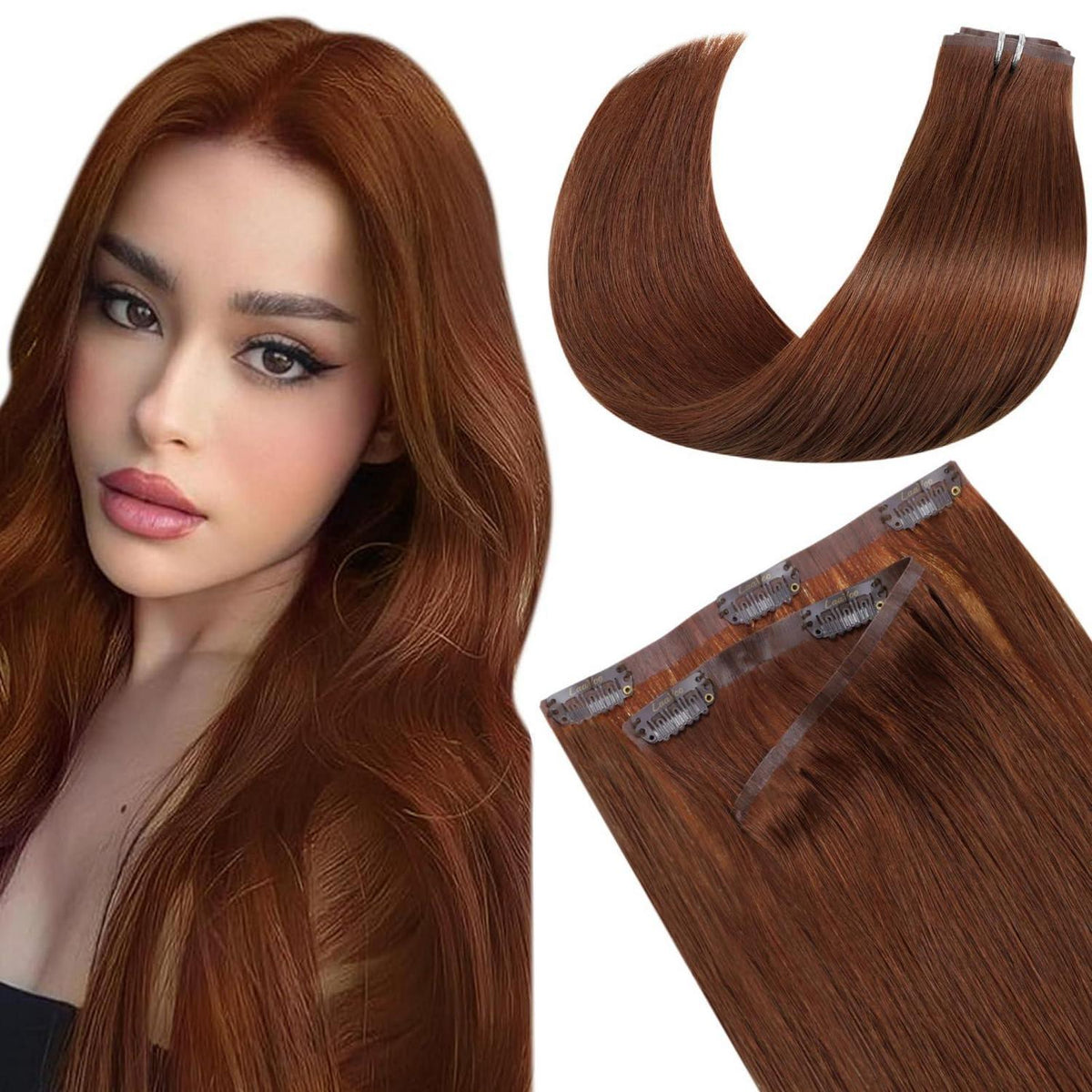Auburn Echthaar Clip-In Extensions – 35cm, 100g, #33