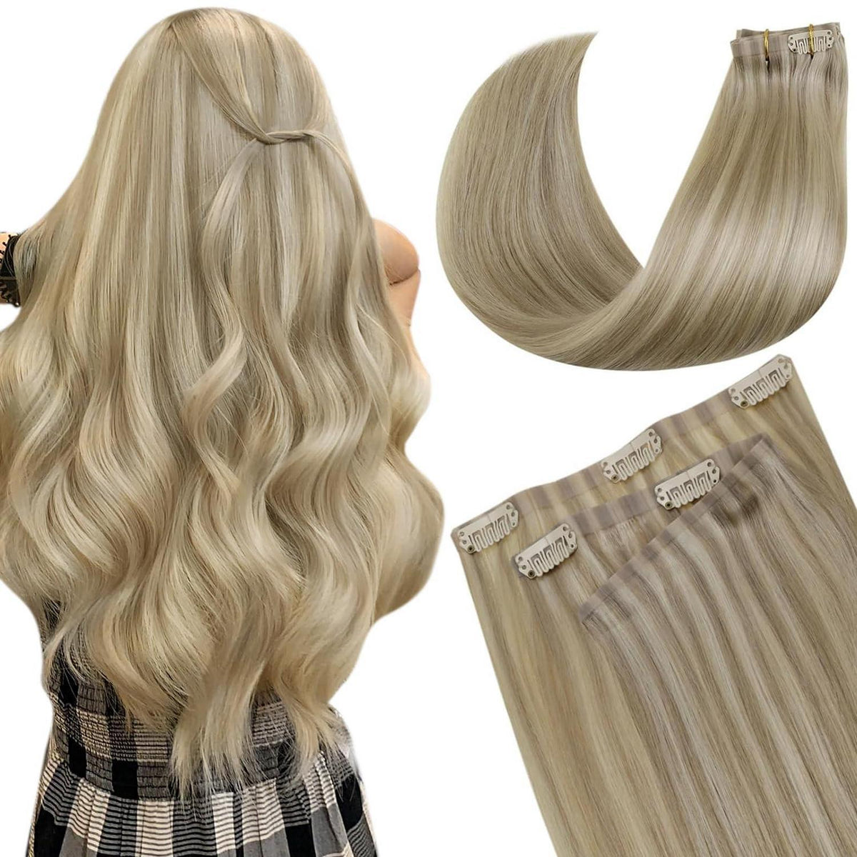 Echthaar Clip-Ins Blond 55cm – Volumenspendend & Längenverlängerung