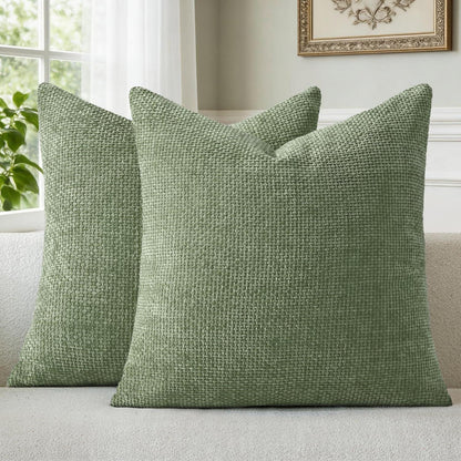 Grüner Chenille Kissenbezug 50x50 cm - 2er Set