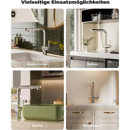 Ausziehbare Küchenarmatur Edelstahl 360° Schwenkbar mit Brause