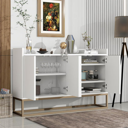 Moderne Anrichte mit 4 Türen & verstellbarem Regal (Weiß)