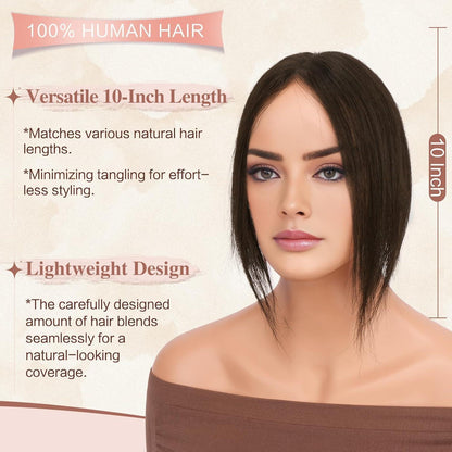 Echthaar Topper Dunkelbraun mit Kakaoblond | Haarteil ohne Pony