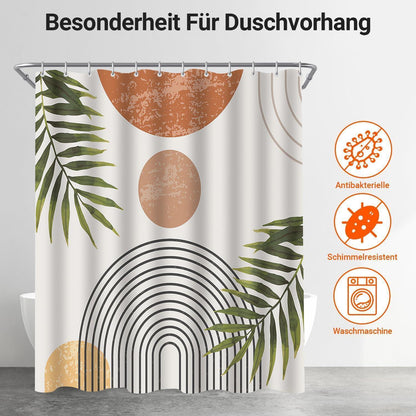 Duschvorhang 180x170 cm Blätter Linie, Wasserabweisend, Waschbar