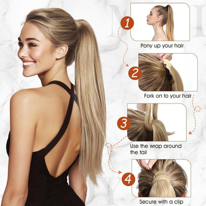Echthaar Zopf Extension Ascheblond/Blond 40cm – Volumenerweiterung
