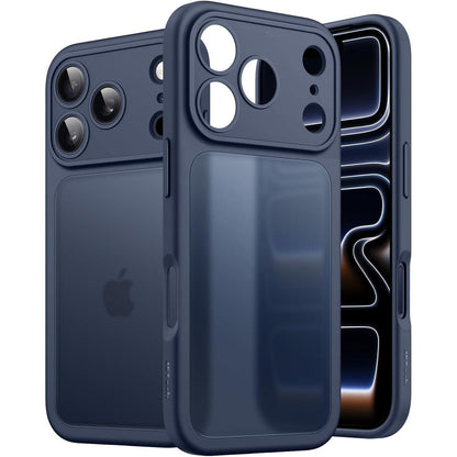 iPhone 17 Pro Hülle, matt transluzent, stoßfest, dunkelblau