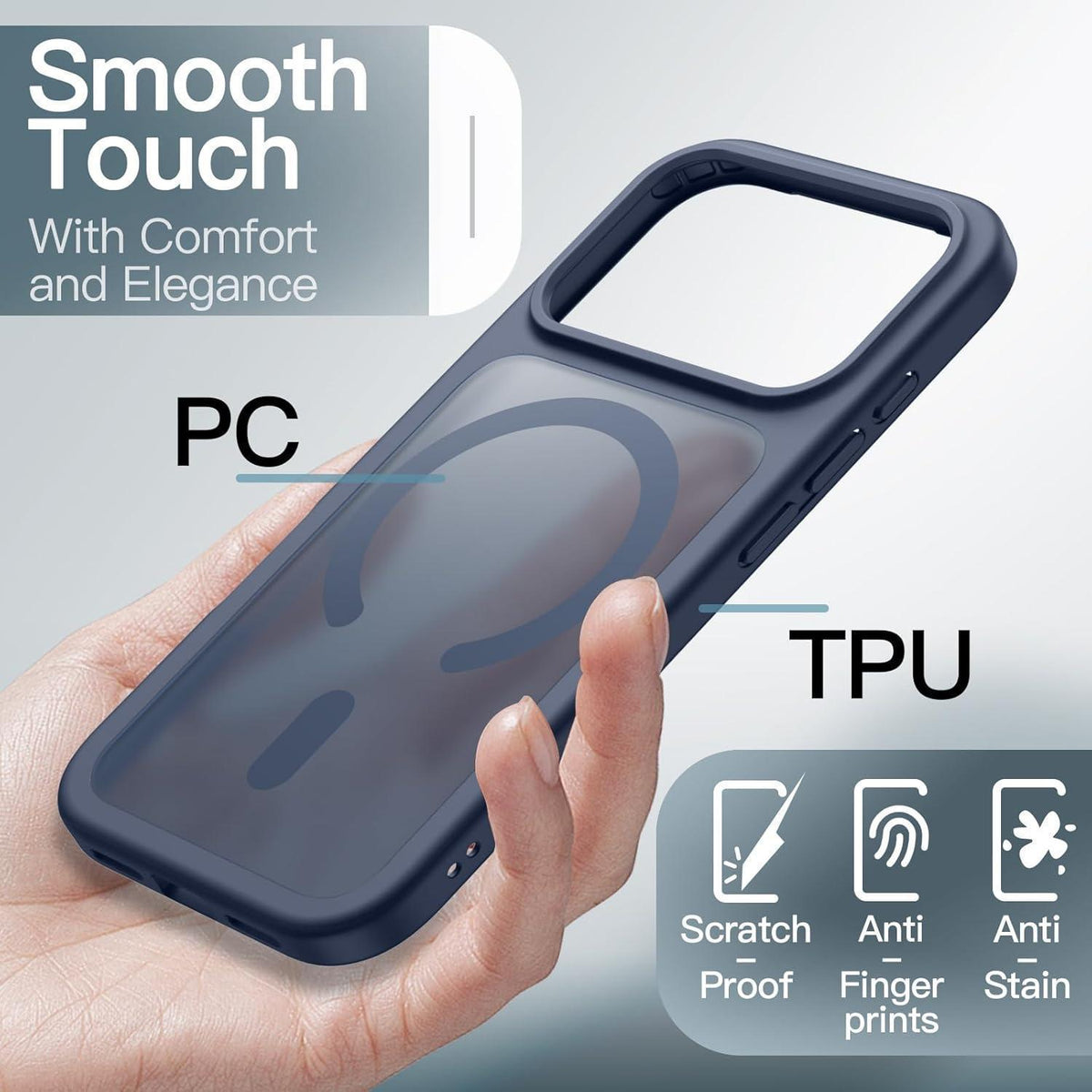 Magnetische Hülle für iPhone 17 Pro Max 6,9 Zoll, Dunkelblau
