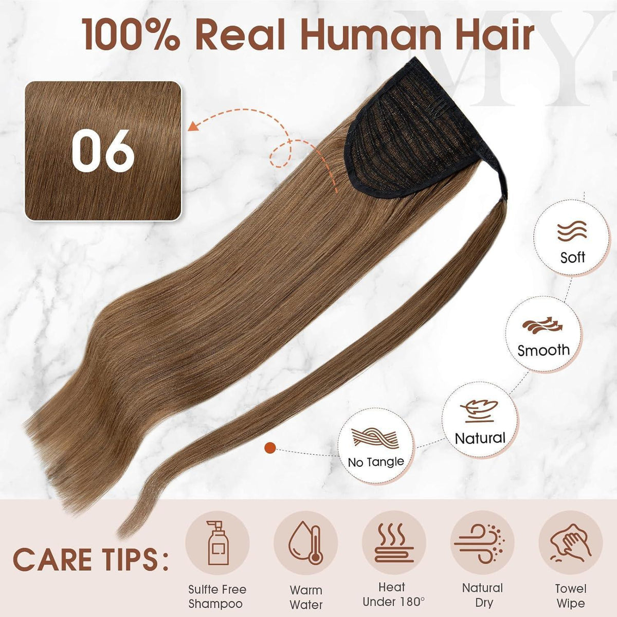 Echthaar Zopf Extension Hellbraun 55 cm – Volumenerweiterung
