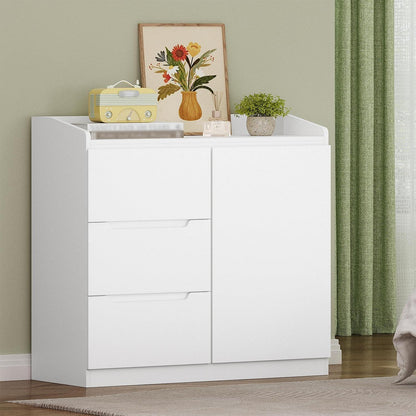 Weißes Sideboard mit 3 Schubladen & Tür – 87x80x40 cm
