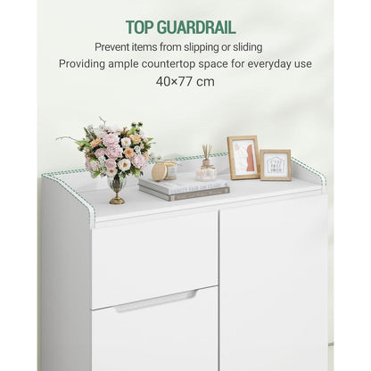Weißes Sideboard mit 3 Schubladen & Tür – 87x80x40 cm