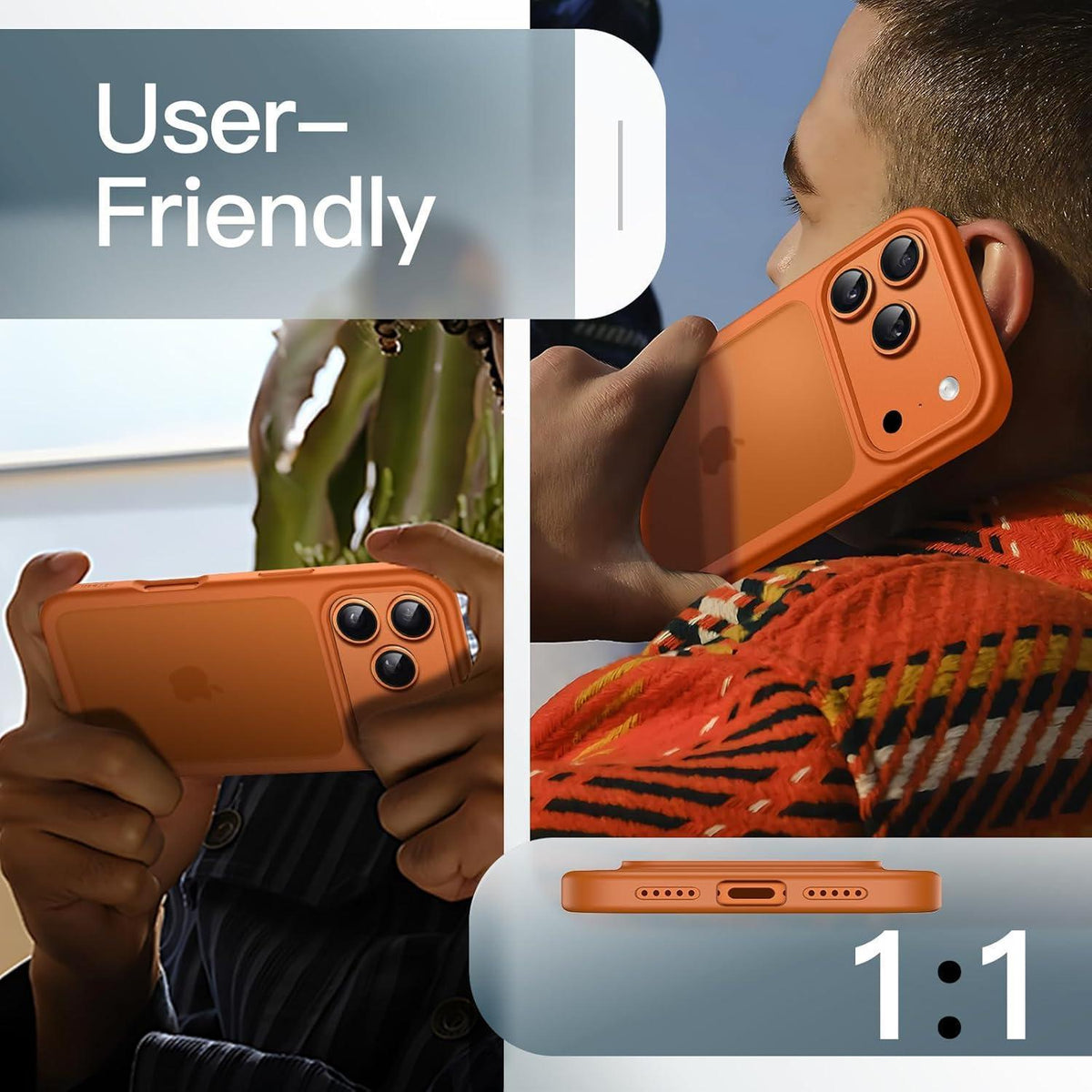 iPhone 17 Pro Hülle matt transluzent orange Militärschutz