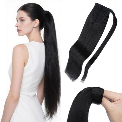Echthaar Zopf Extension Schwarz 40 cm – Volumenerweiterung