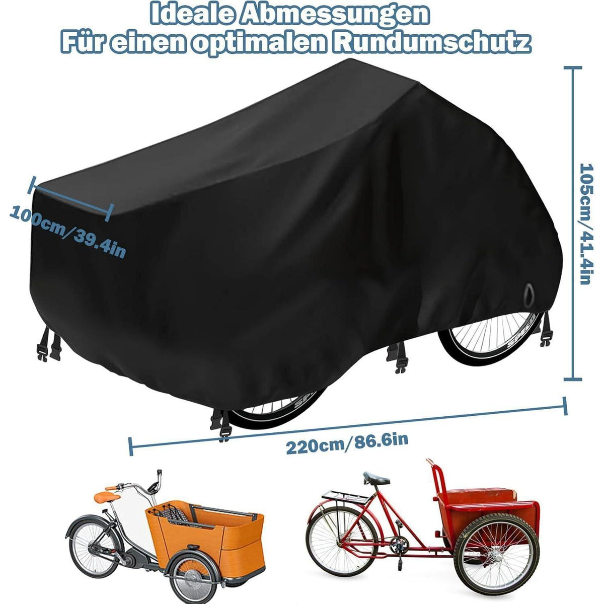 Lastenfahrrad Abdeckung wetterfest – Schutzhülle für E-Bike & Dreirad