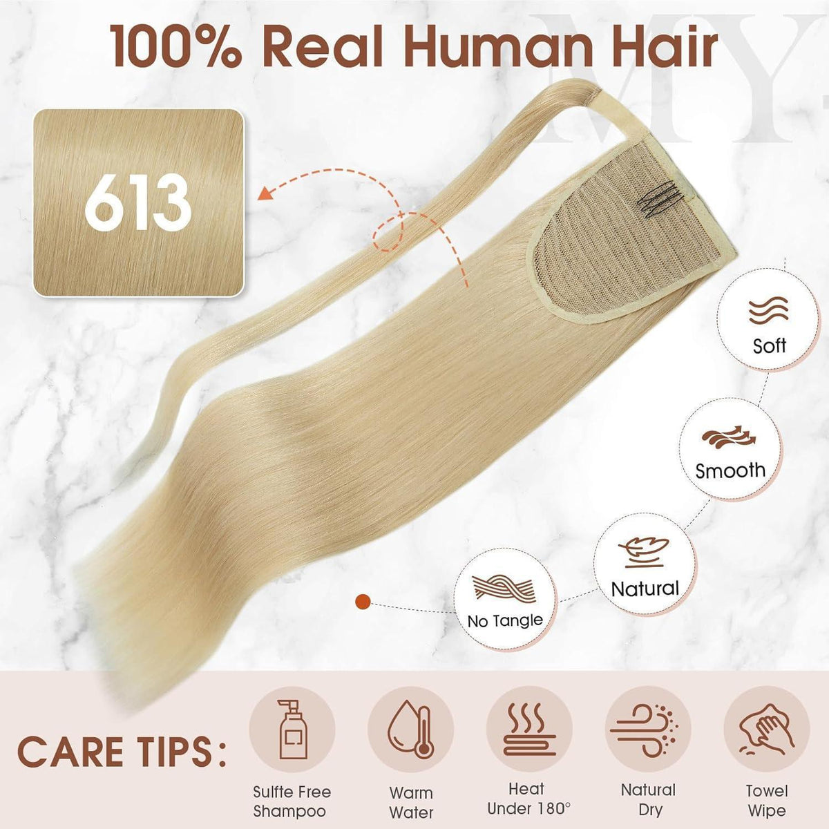 Echthaar Zopf Blond 40cm – Haarverlängerung mit Klettverschluss