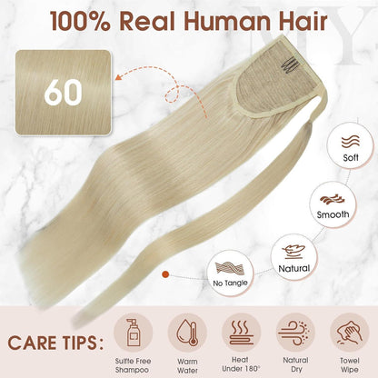 Echthaar Zopf Platinblond 50 cm – Haarverlängerung mit Klettverschluss