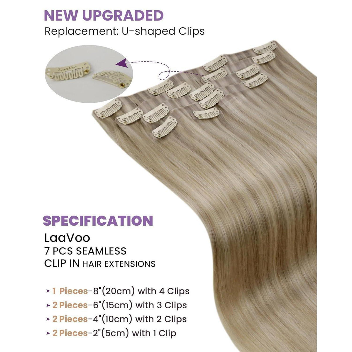 Echthaar Clip-Ins Blonde Highlights – 35cm, 100g #16/22