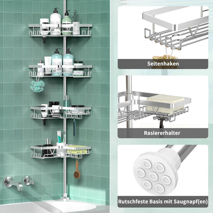 Teleskop Duschregal Edelstahl – Bohrlos & Verstellbar