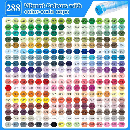 Acrylmarker Set 288 Farben mit Pinselspitze – Wasserfest & Vielseitig