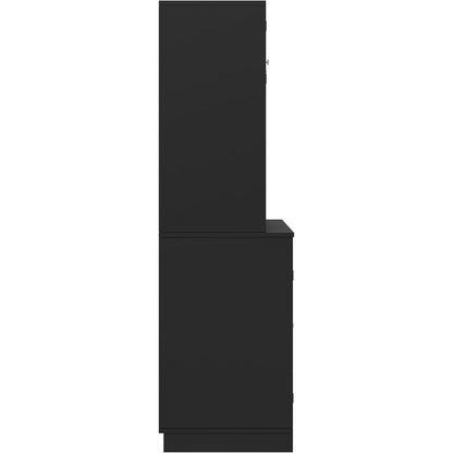 Küchenschrank Schwarz mit Weinregal & Verstellbaren Ablagen (120x40x188cm)