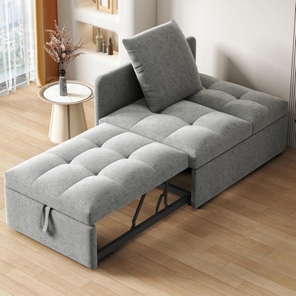 Schlafsofa Klein – 3-in-1 Schlafsessel mit Bettfunktion (Hellgrau)