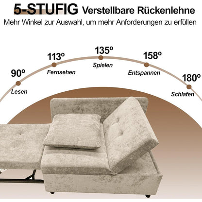 Schlafsofa Klein – 3-in-1 Schlafsessel mit Bettfunktion (Beige)